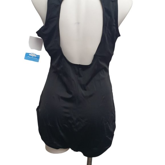 Aquabella Maillot Eng High Neck Blue Raindrops Swimsuit New - Picture 4 of 5